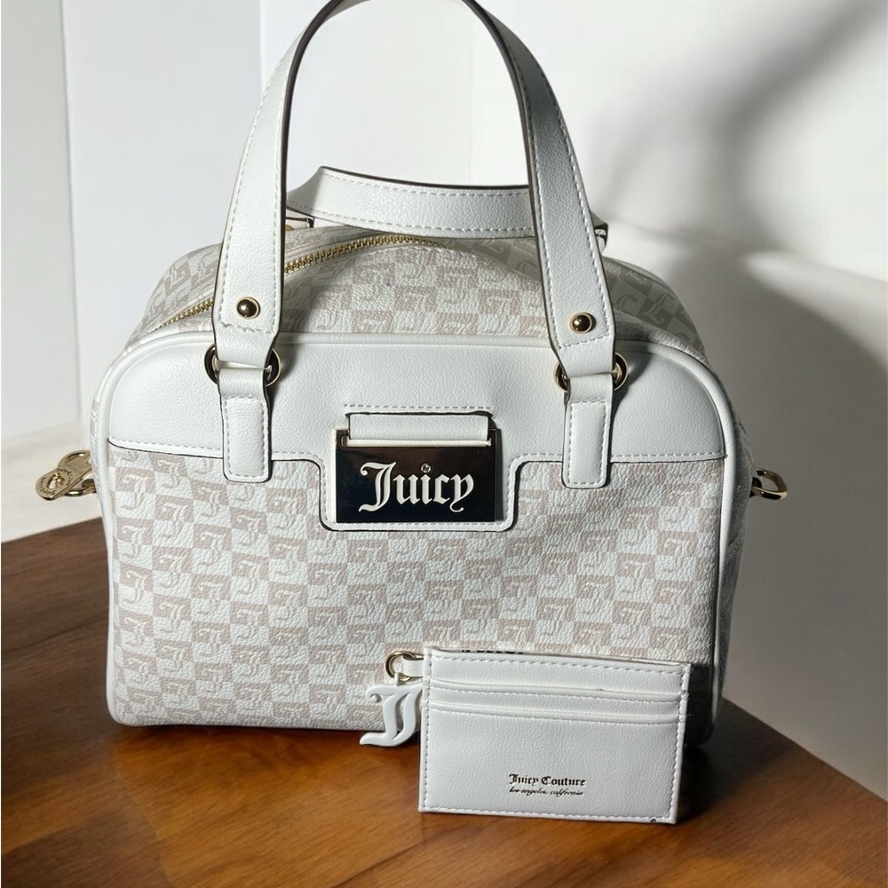 Juicy Couture White Satchel and card holder  Set (never used)